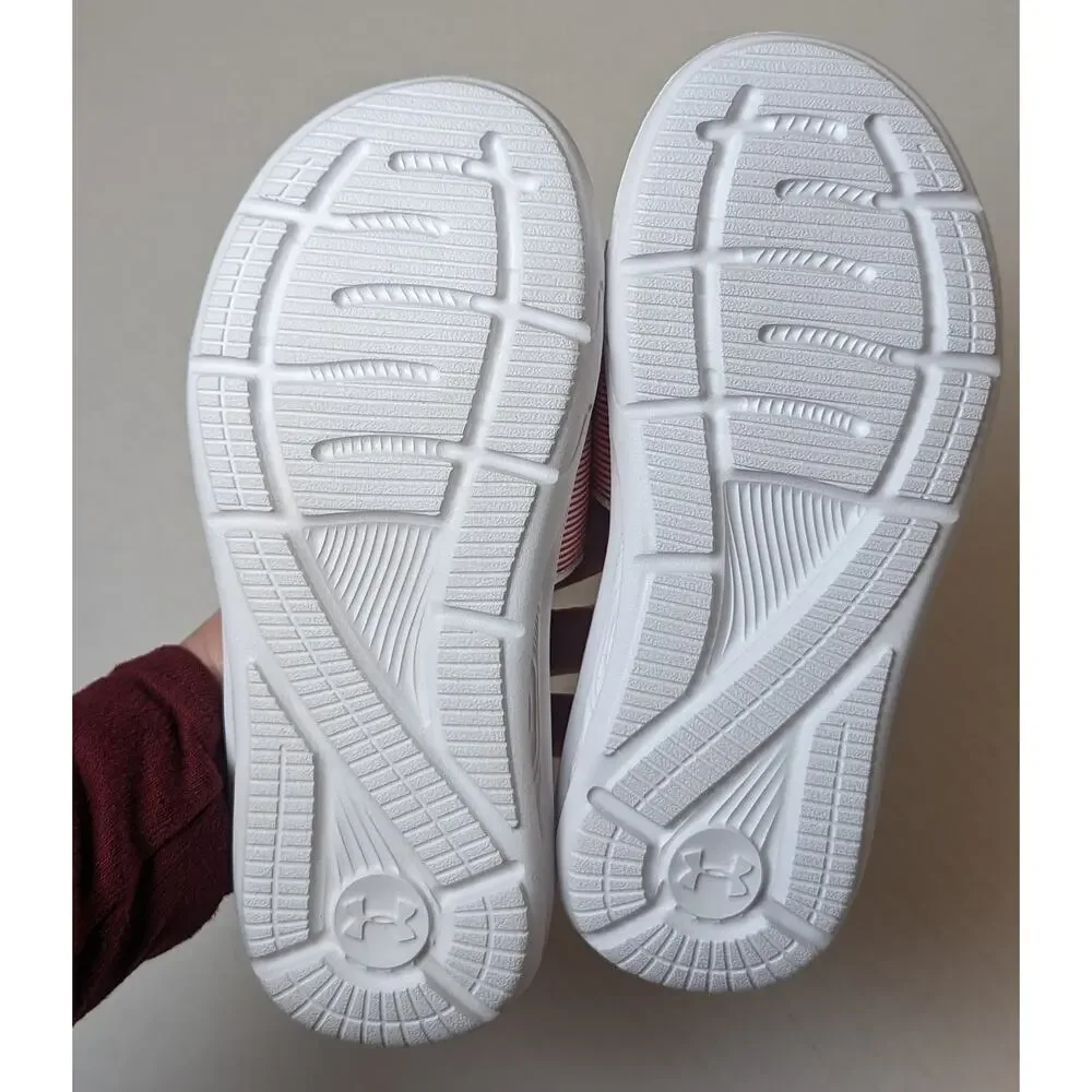 NWT Under Armour White Red GS Mercenary Slides Size 2 Youth 3025048